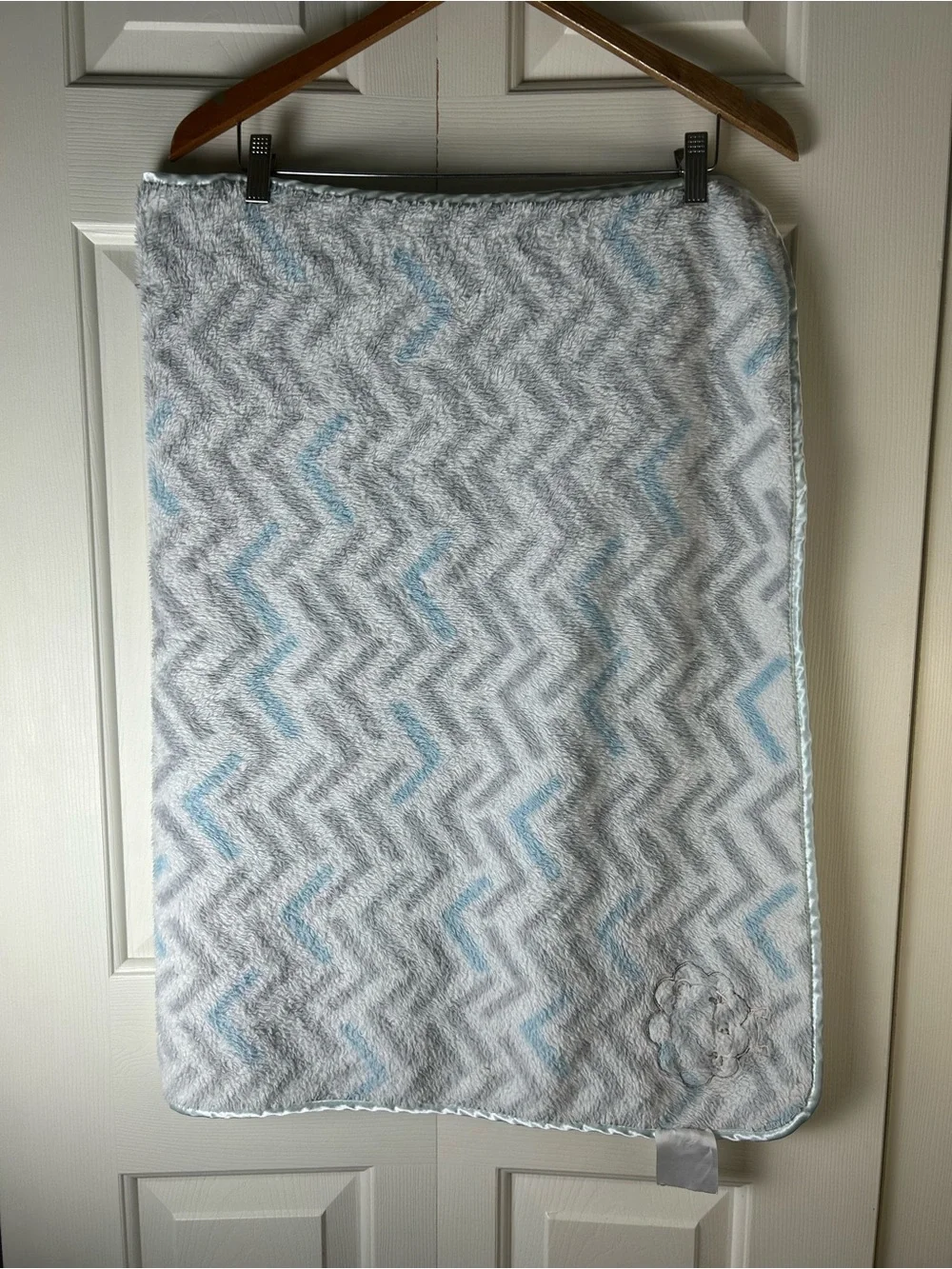 SL Home Fashions Gray White Blue Lion Baby Blanket Chevron Tan Brown Plush Lovey